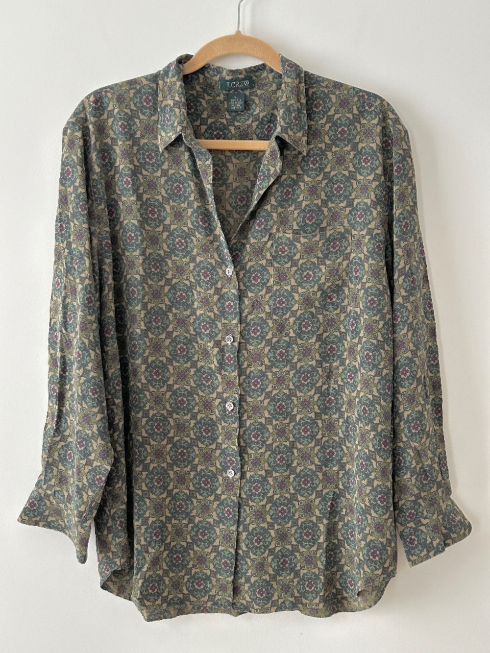 J. Crew 100% Silk Printed Shirt